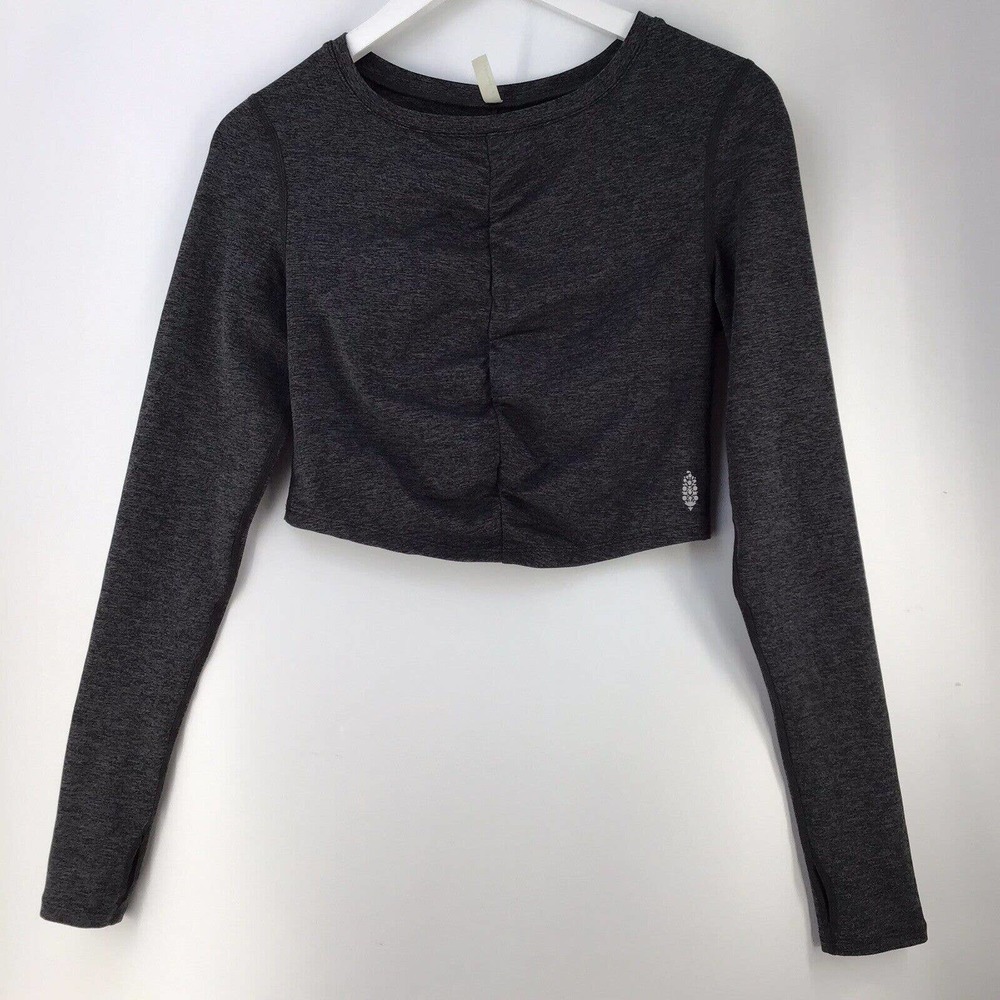 FP movement long sleeved Gray Athletic Exercise Crop top Size Medium - Picture 5 of 11